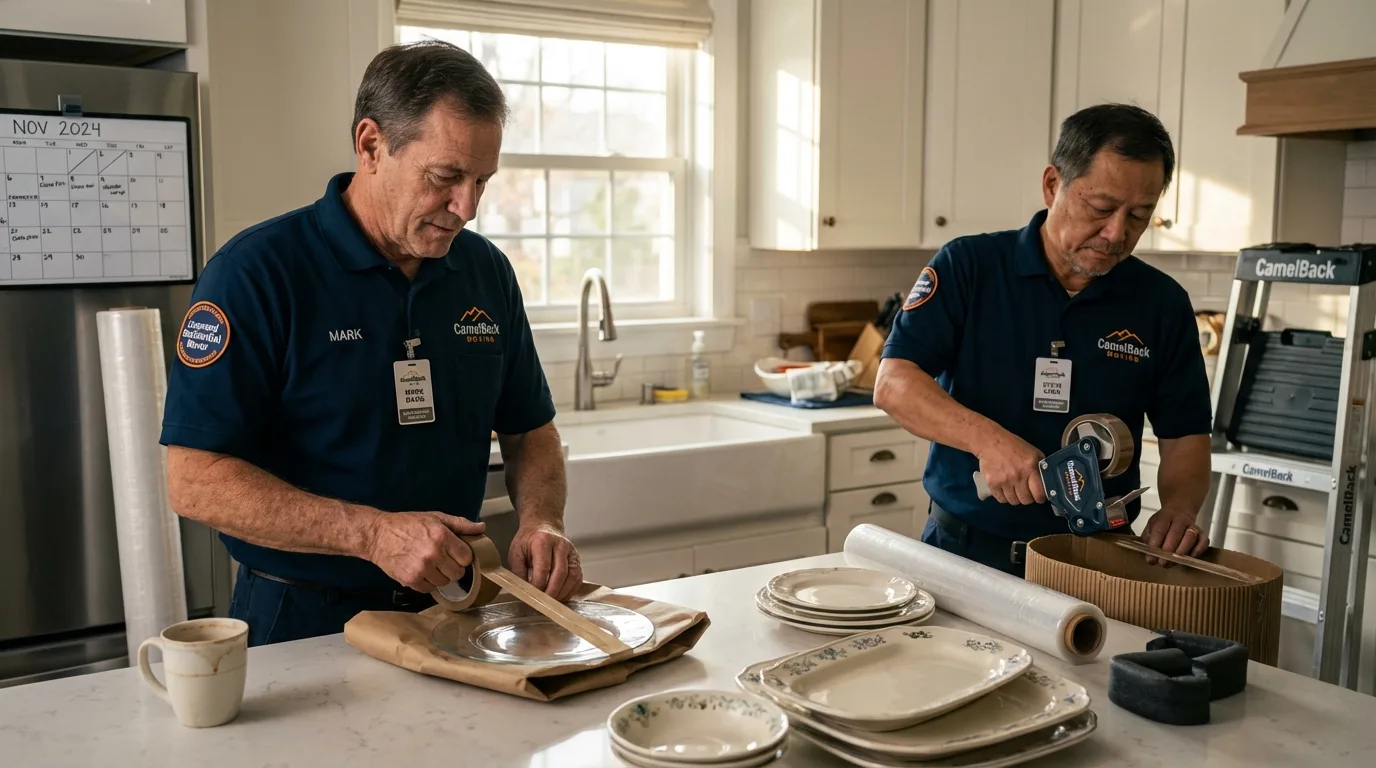 Professional crew packing kitchen dishware in Tionesta, PA